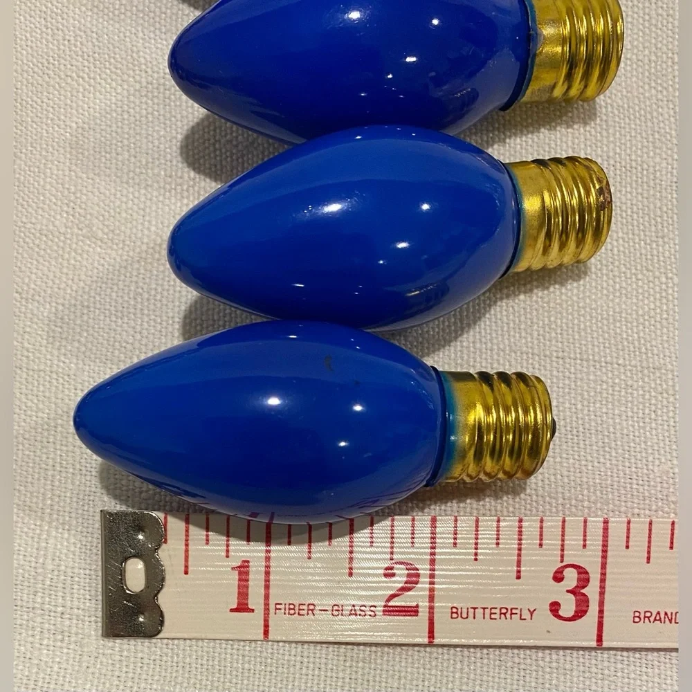 Vintage Christmas blue incandescent light bulbs - holidays / Hanukkah #1 -12